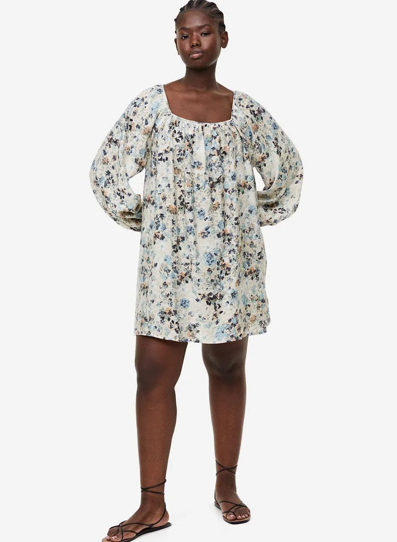 H&M Floral Balloon Sleeve Dress